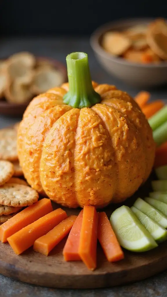 15 Adorable Thanksgiving Snack Ideas Kids Will Love - 2. Pumpkin Shaped Cheese Ball