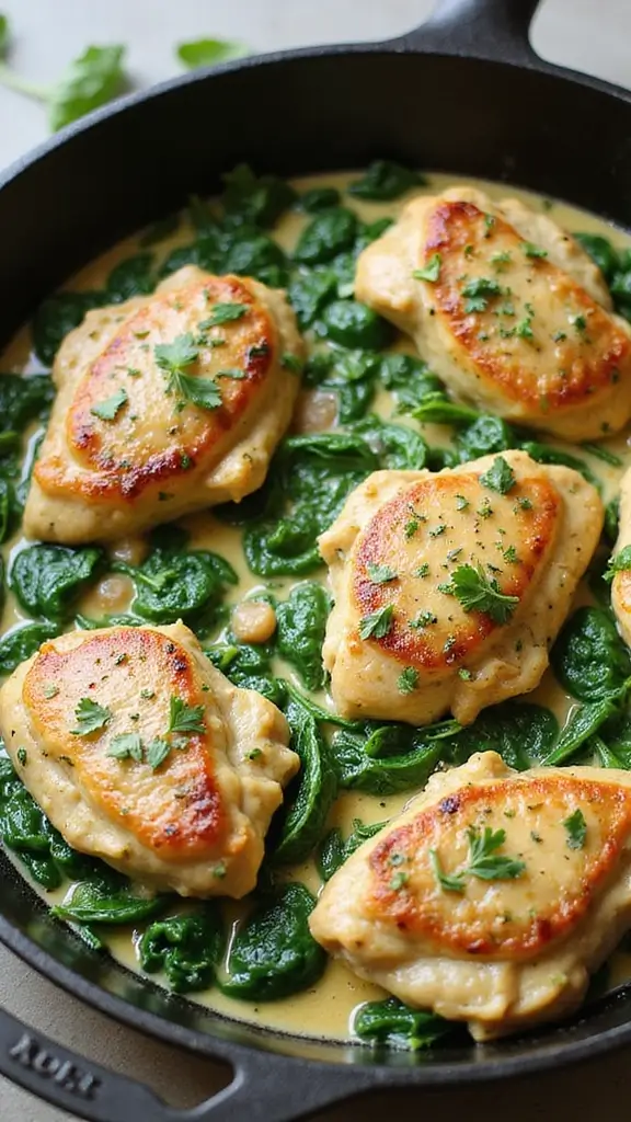 15 Healthy Chicken Dishes That Taste Like a Five-Star Dinner (And They Are Weeknight-Worthy!) - 2. Creamy Garlic Spinach Chicken