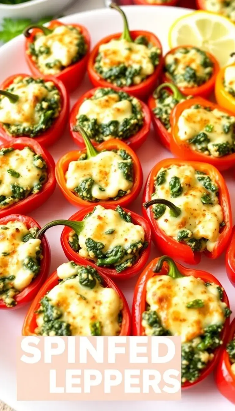 17 Elegant Party Food and Drinks on a Budget - 12. Spinach and Cheese Stuffed Peppers