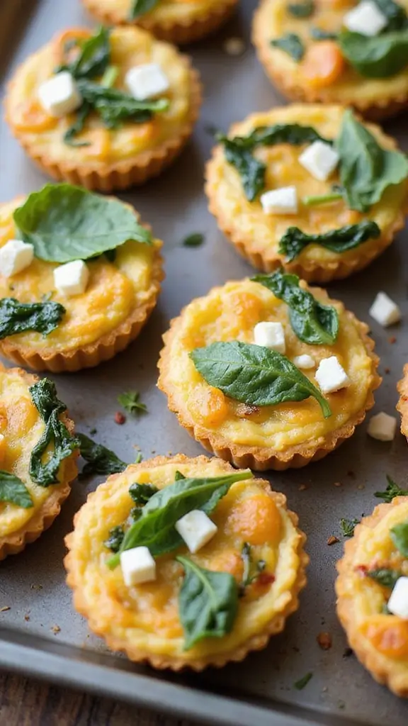 17 Elegant Party Food and Drinks on a Budget - 2. Mini Quiches with Spinach and Feta