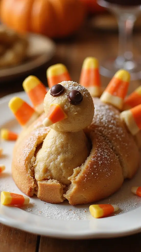 19 Pinterest-Perfect Cute Thanksgiving Snacks for Your Fall Table - 19. Cinnamon Roll Turkey