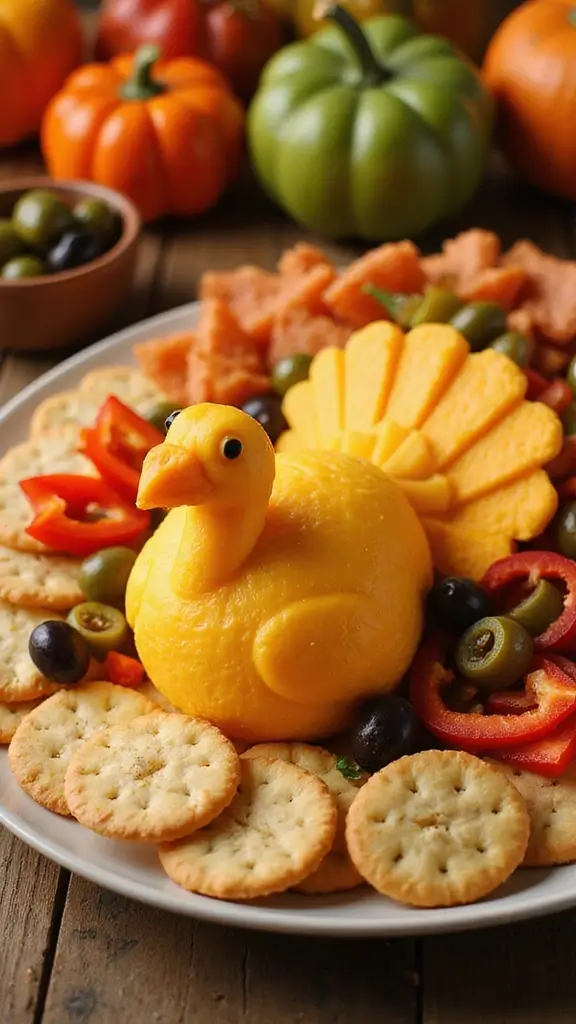 19 Pinterest-Perfect Cute Thanksgiving Snacks for Your Fall Table - 2. Turkey-Shaped Cheese and Crackers