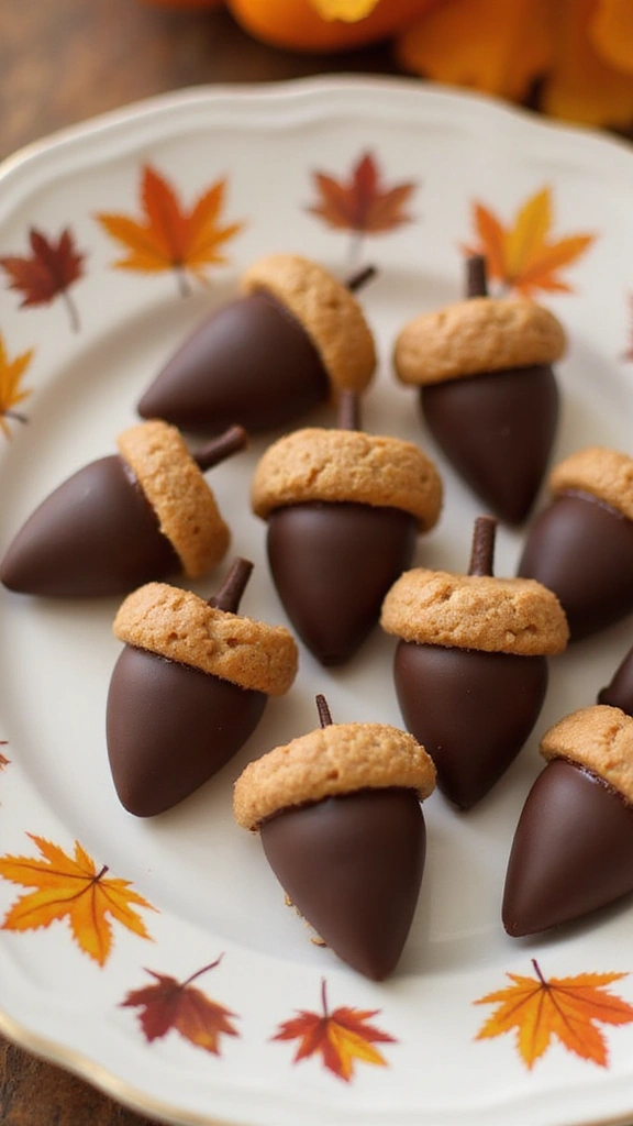 19 Pinterest-Perfect Cute Thanksgiving Snacks for Your Fall Table - 3. Edible Acorn Treats