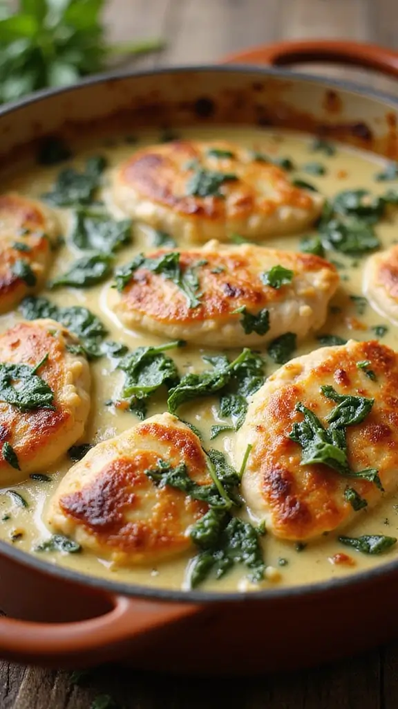 20 Irresistible Creamy Chicken Recipes You Can Make in 20 Minutes - 4. Creamy Spinach and Chicken Bake