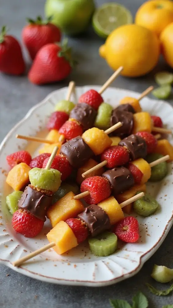 23 Dessert Recipe Makeovers: Turn Classics Into Modern Treats - 9. Chocolate-Dipped Fruit Skewers