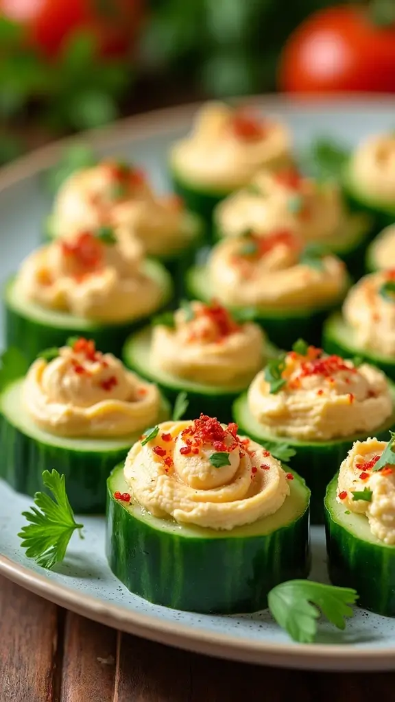 Home refreshing easy food and drinks you can make in under 10 minutes 4. spicy cucumber and hummus bites