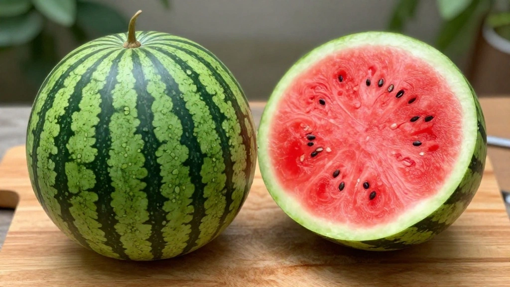 Master the Art of Watermelon Cutting: A Detailed Photo Guide - Step 3: Quarter the Watermelon 1