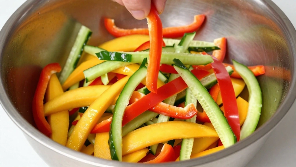 Zesty Asian Mango Salad: A Bright and Flavorful Side Dish - Step 3: Julienne Vegetables 1