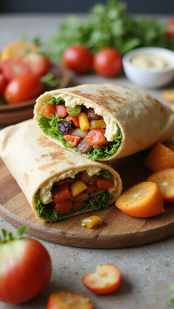 18 Easy Diabetes Dinner Recipes That Taste Too Good to Be True! - 18. Grilled Vegetable and Hummus Wrap 1
