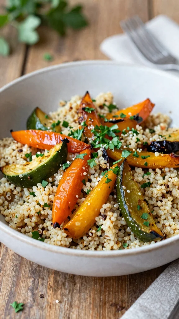 29 Diabetes Dinner Recipes That Keep Blood Sugar Stable - 19. Roasted Vegetable Medley with Quinoa 1