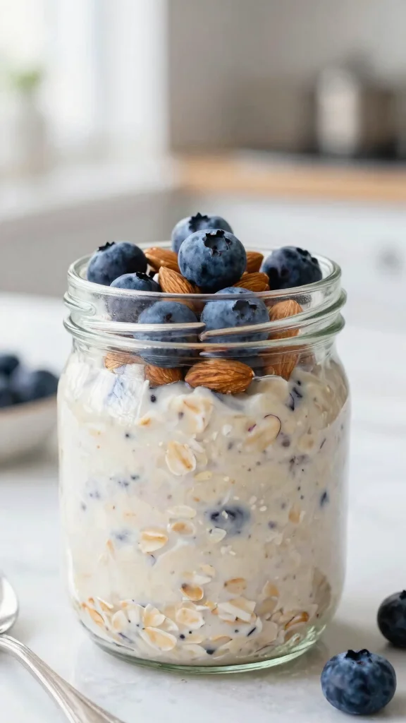 29 Diabetes Dinner Recipes That Keep Blood Sugar Stable - 27. Blueberry Almond Overnight Oats 1