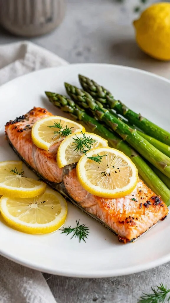 29 Diabetes Dinner Recipes That Keep Blood Sugar Stable - 3. Baked Salmon with Steamed Asparagus 1