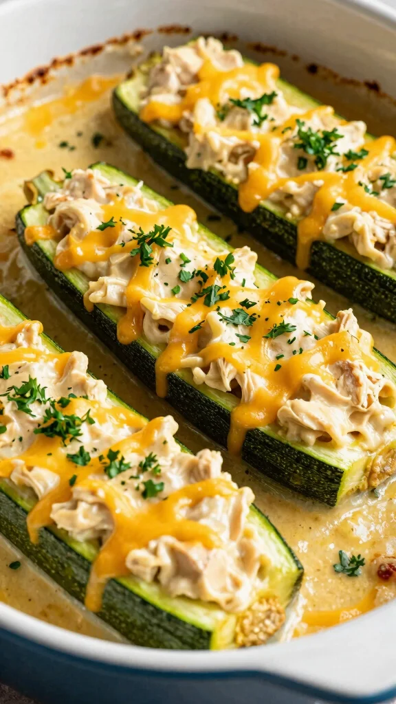 Unlock the Secrets of Keto Cooking: 20 Diabetic-Friendly Meals! - 12. Chicken Alfredo Zucchini Boats 1